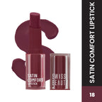 Swiss Beauty Satin Comfort Smooth Glide, Highly Pigmented , Ultra Hydrating Lipstick - 18 Rouge Red | Grab2Buy