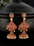 Shoshaa Maroon & Gold-Toned Contemporary Jhumkas Earrings | Grab2Buy
