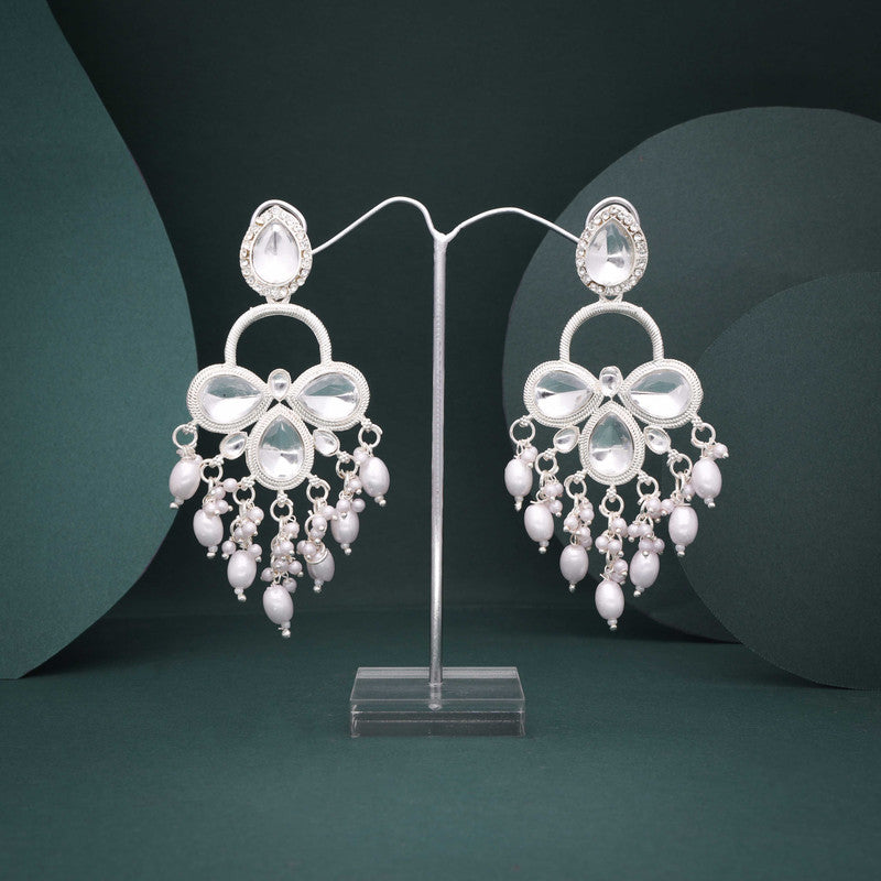 Tehzeeb Creations Silver Polish White Colour Earrings | Grab2Buy