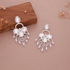 Tehzeeb Creations Silver Polish White Colour Earrings | Grab2Buy