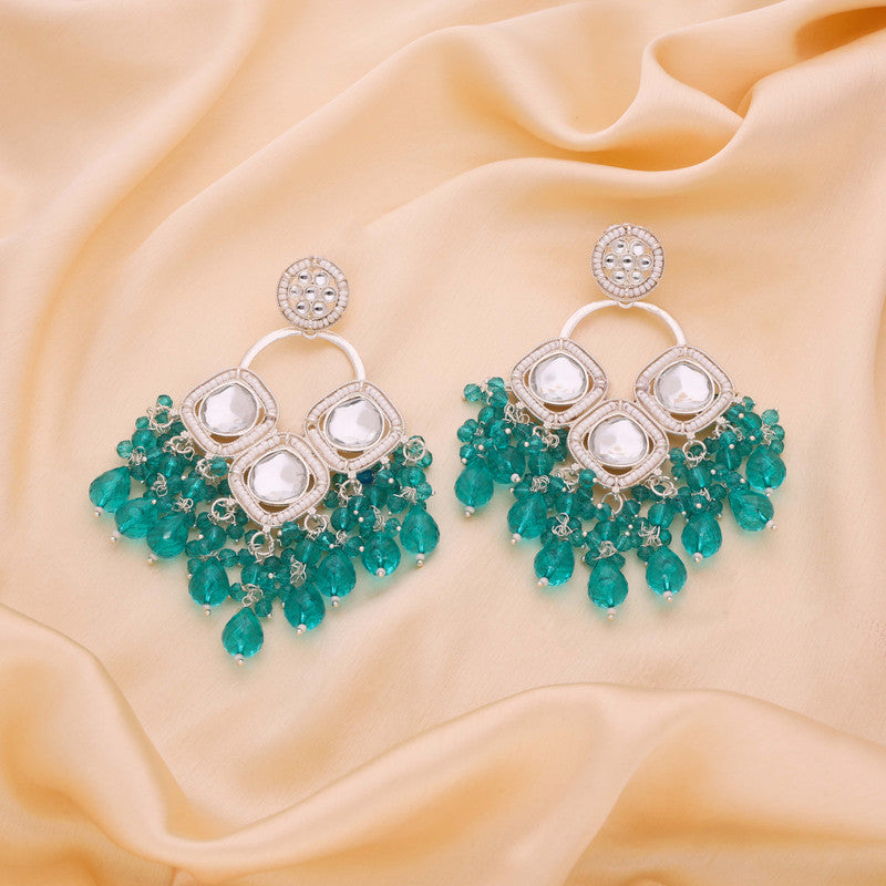Tehzeeb Creations Gold Polish Green Colour Earrings | Grab2Buy