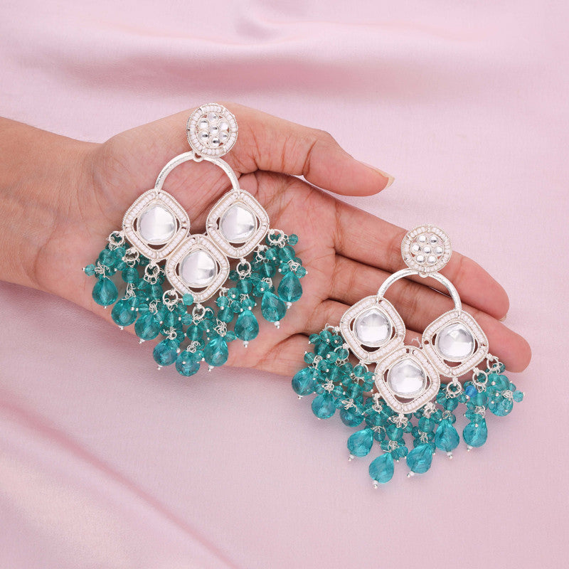 Tehzeeb Creations Gold Polish Green Colour Earrings | Grab2Buy