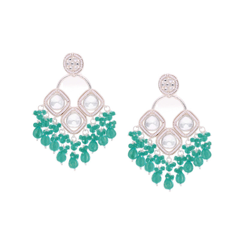 Tehzeeb Creations Gold Polish Green Colour Earrings | Grab2Buy