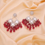 Tehzeeb Creations Gold Polish Rani Pink Colour Earrings | Grab2Buy