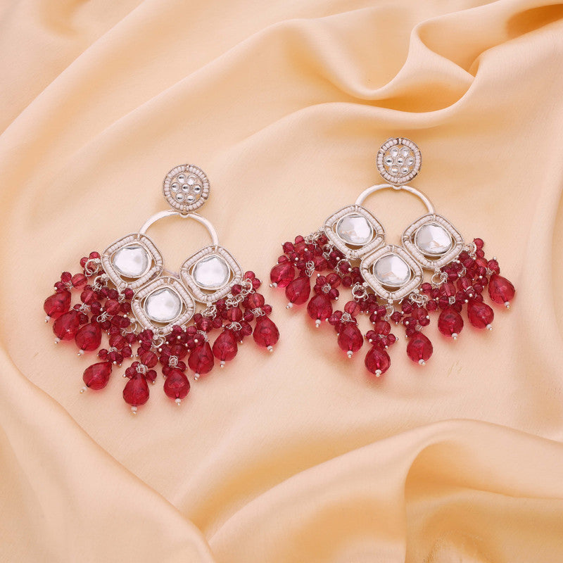 Tehzeeb Creations Gold Polish Rani Pink Colour Earrings | Grab2Buy