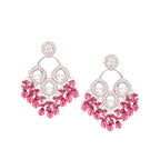 Tehzeeb Creations Gold Polish Rani Pink Colour Earrings | Grab2Buy