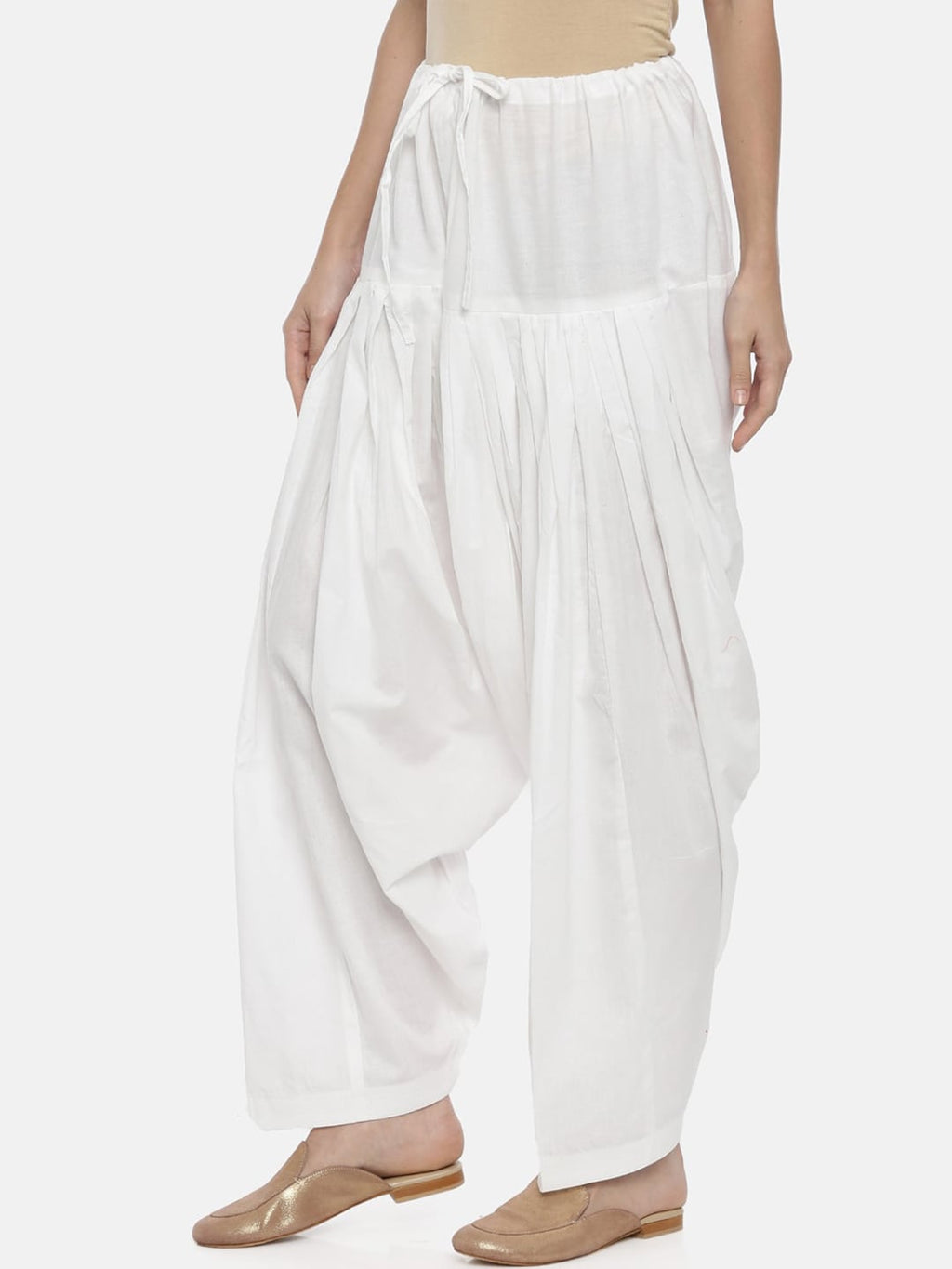 Souchii White Solid Loose-Fit Patiala | Grab2Buy