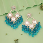 Tehzeeb Creations Gold Polish Sky Blue Colour Earrings | Grab2Buy
