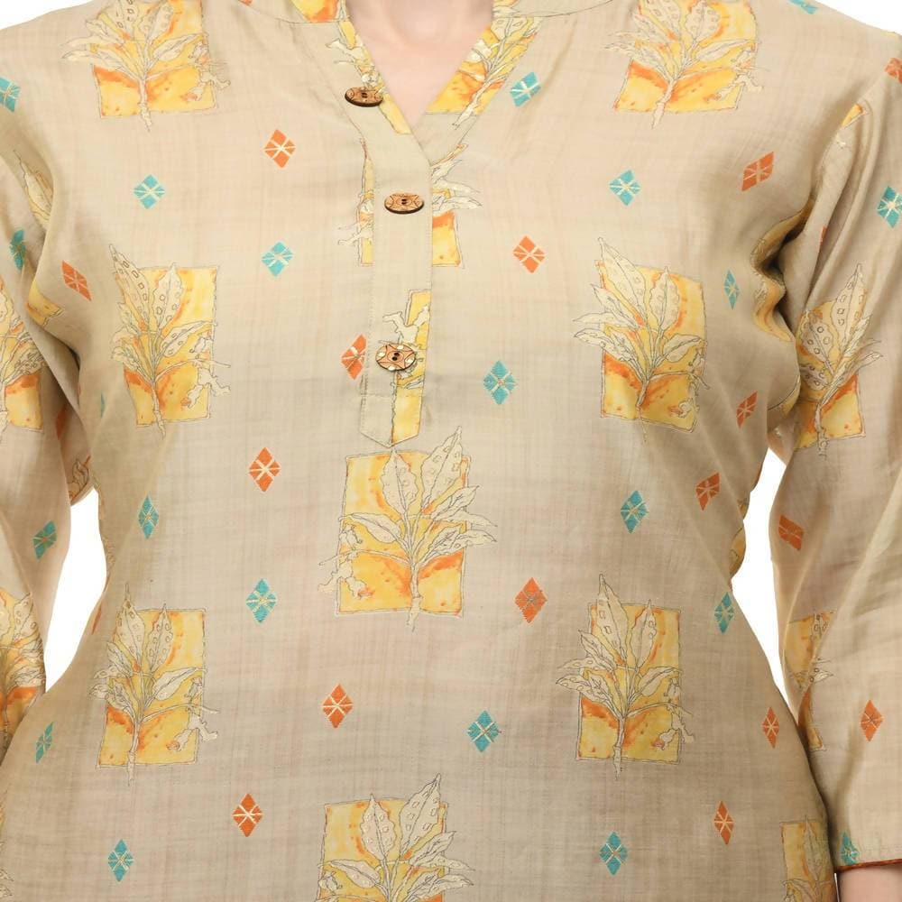 Lagi Women's Orange Printed Straight Kurta & Pant (MC45B) | Grab2Buy