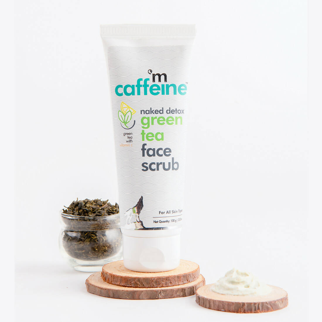 mCaffeine Green Tea Face Scrub with Vitamin C & Hyaluronic Acid | Grab2Buy