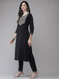 Yufta Women Black Solid Kurta with Trousers & With Dupatta | Grab2Buy