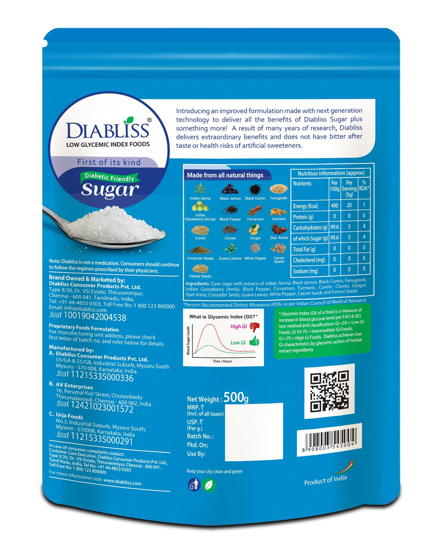 Diabliss Diabetic Friendly Sugar | Grab2Buy