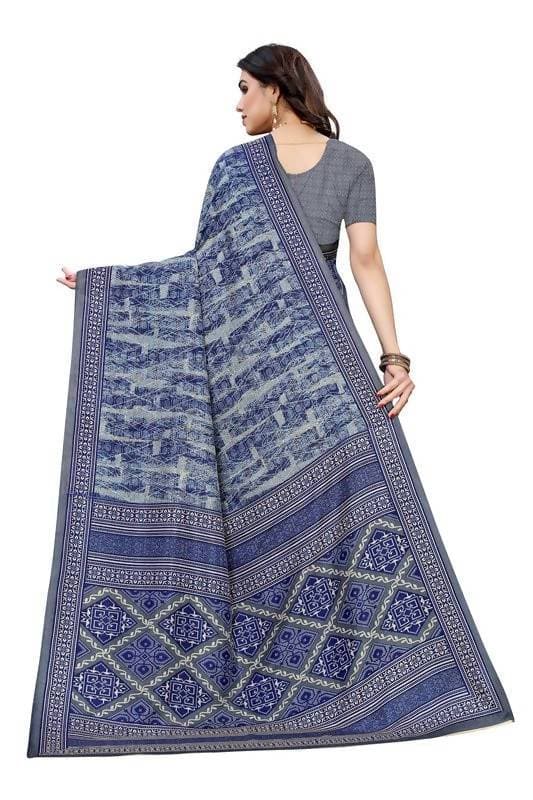 Vamika Printed Blue Crepe Silk Saree (ICE BLUE) | Grab2Buy