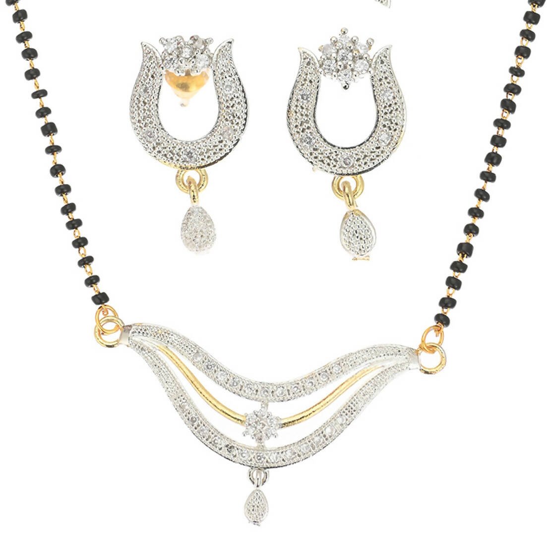 AanyaCentric Gold-Polished Mangalsutra Pendant Earring Set & Silver Plated Anklet | Grab2Buy