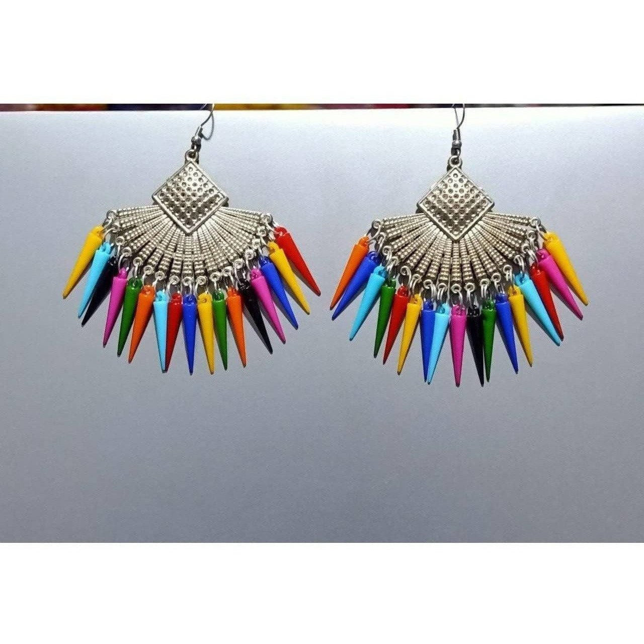 MS Fashion India Women's Girl's Chandbali Stylish Cone shape Pearls Silver Oxidized Earrings | Grab2Buy