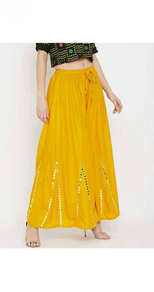 Mominos Fashion Yellow Mirror Work Palazzo | Grab2Buy