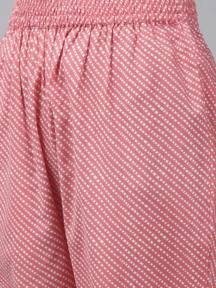 Yufta Women Pink Printed Regular Pure Cotton Kurta with Palazzo and Dupatta | Grab2Buy