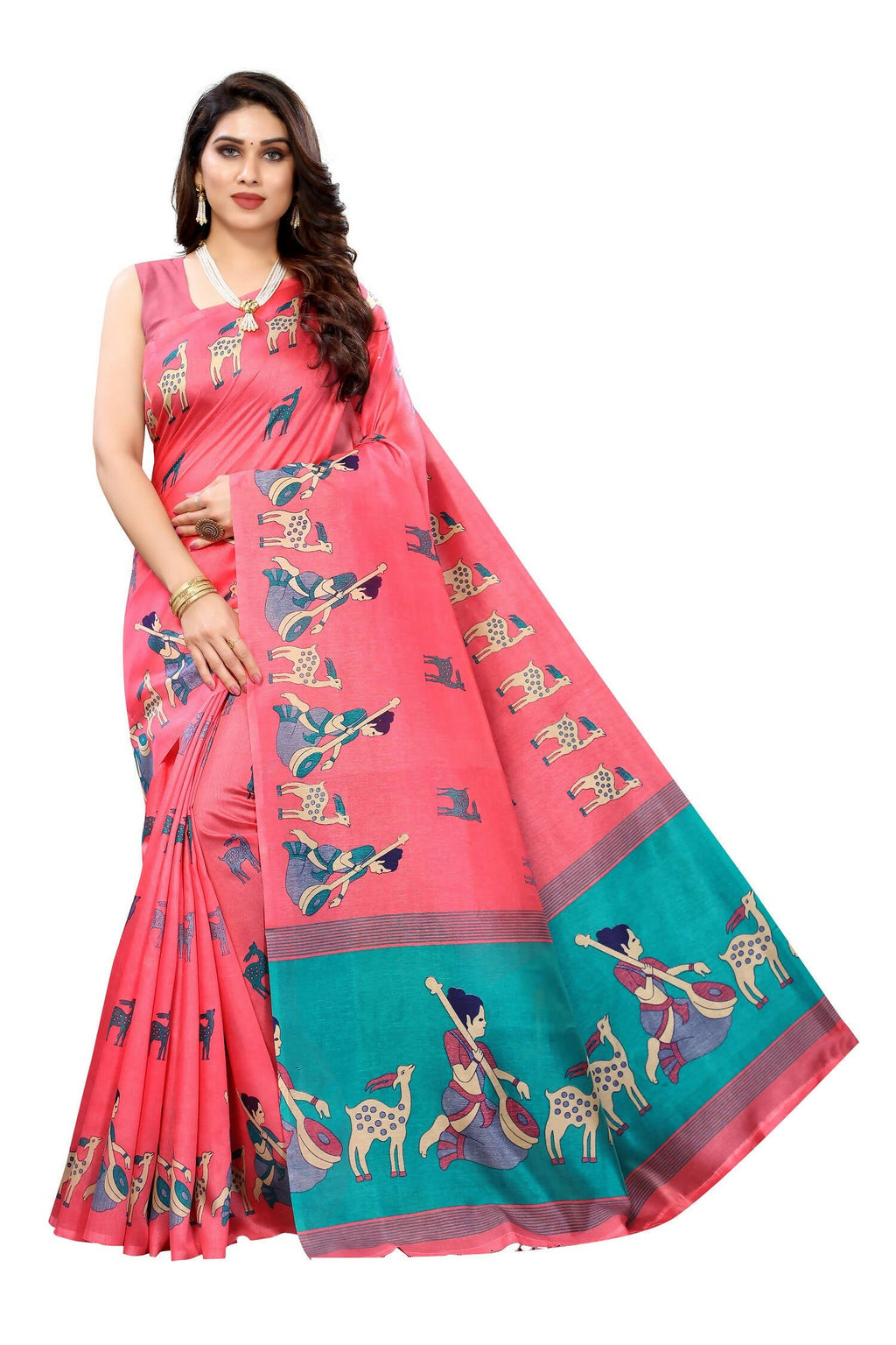 Vamika Pink Kalamkari With Jhalar Khadi Silk Saree | Grab2Buy