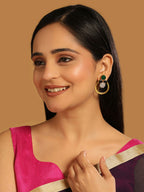 Nuyug 22K Gold Plated Cubic Zirconia Studded Contemporary Stone Earrings | Grab2Buy