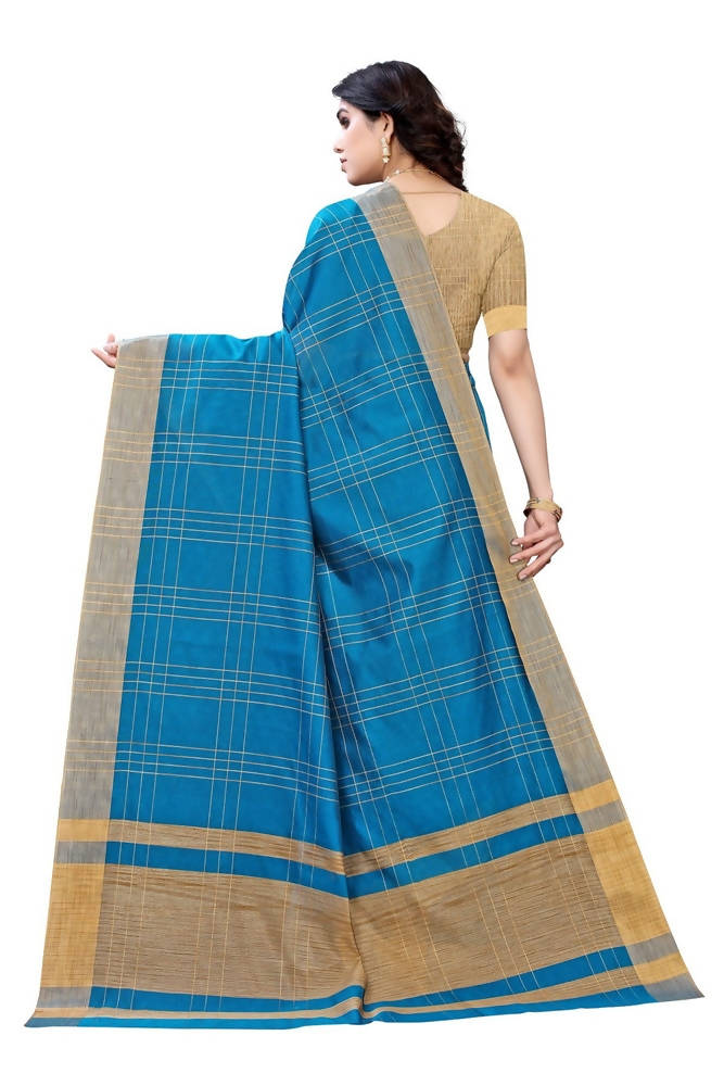 Vamika Blue Cotton Silk Weaving Saree (Anaya Blue) | Grab2Buy
