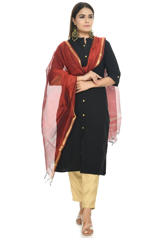 Mominos Fashion Maroon Banarsi Piping Dupatta | Grab2Buy