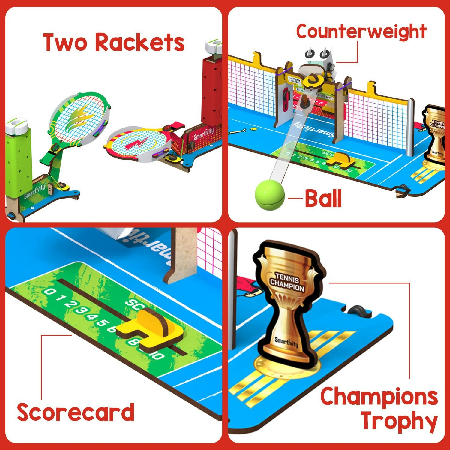 Smartivity Tabletop Tennis Game Kit For Kids 6 To 12, 2-Player Stem Toy With Mechanical Rackets & Scoreboard | Grab2Buy