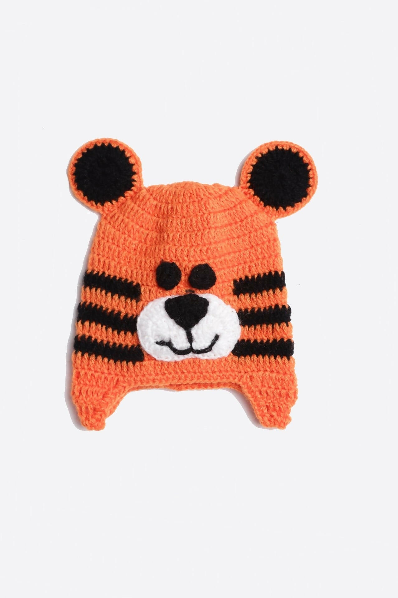 Chutput Kids Woollen Hand Knitted Tiger Face Detailed Cap - Orange | Grab2Buy