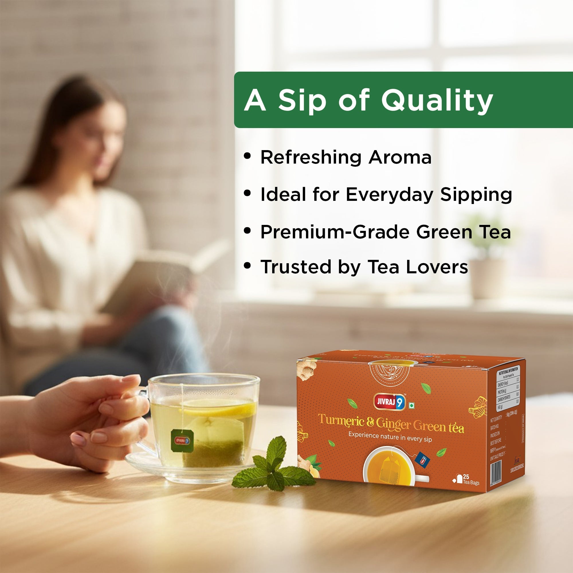 jivraj9 Tea Turmeric And Ginger  Green Tea | Grab2Buy