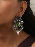 trueBrowns Silver Tone Handpainted Earrings | Grab2Buy