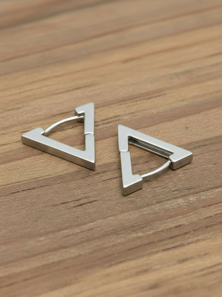 NVR Men's Silver Plated Geomatric Shaped Stud Earrings | Grab2Buy