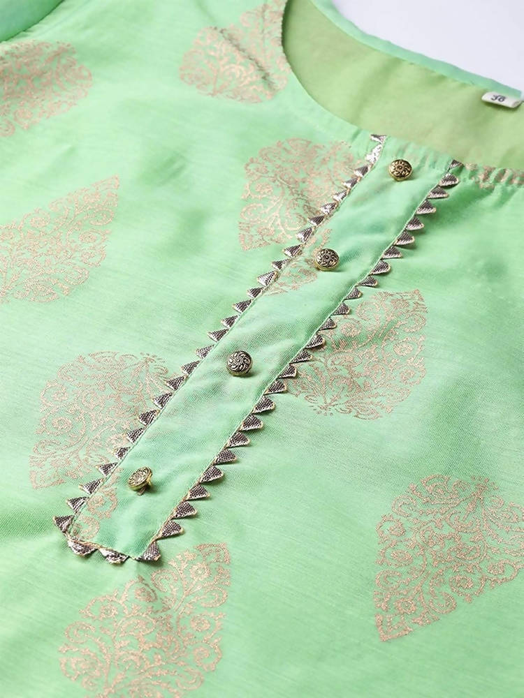 Yufta Women Green & Off-White Printed Kurta with Palazzo | Grab2Buy