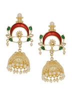 Shoshaa Gold-Polished & Red Enamelled Classic Jhumkas | Grab2Buy