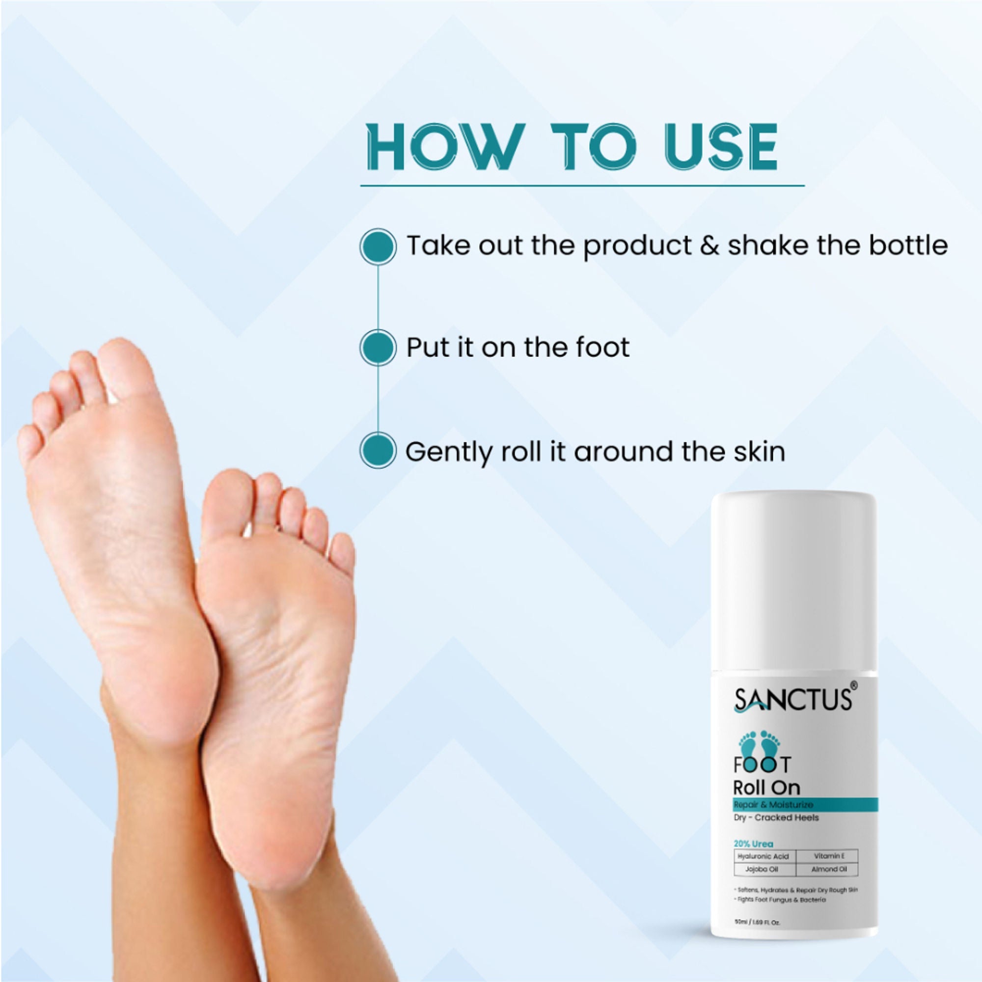 SANCTUS 20% Urea & Hyaluronic Foot Cream Roll On | Grab2Buy