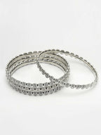 NVR Women's Set of 4 Silver-Toned German Silver Oxidised Bangles | Grab2Buy