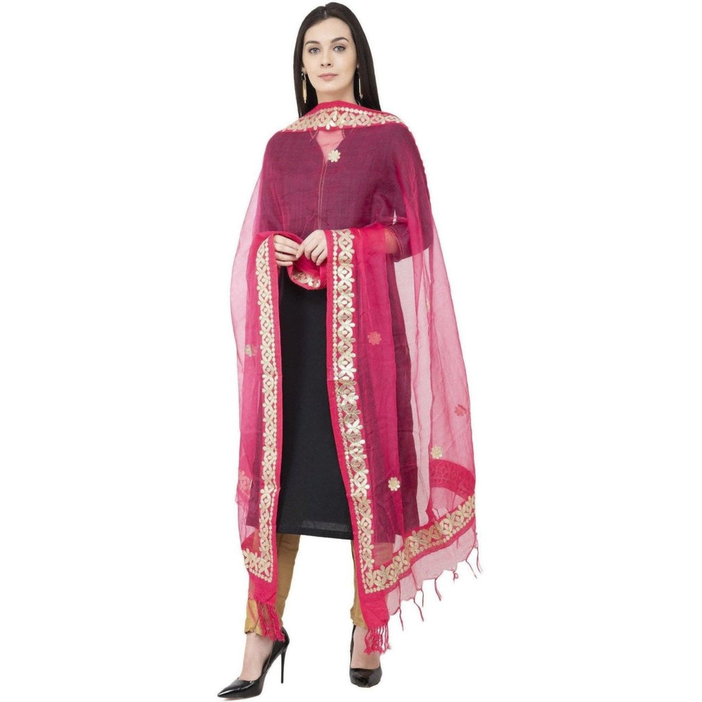 A R Silk Orgenza Gota Patti Fancy Dupatta Gajari Color Dupatta or Chunni | Grab2Buy