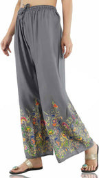 Mominos Fashion Grey Floral Design Palazzo | Grab2Buy