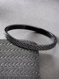 NVR Men's Black Rhodium-Plated Stainless Steel Kada Bracelet | Grab2Buy