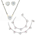 AanyaCentric Gold-Polished Mangalsutra Pendant Earring Set & Silver Plated Anklet
