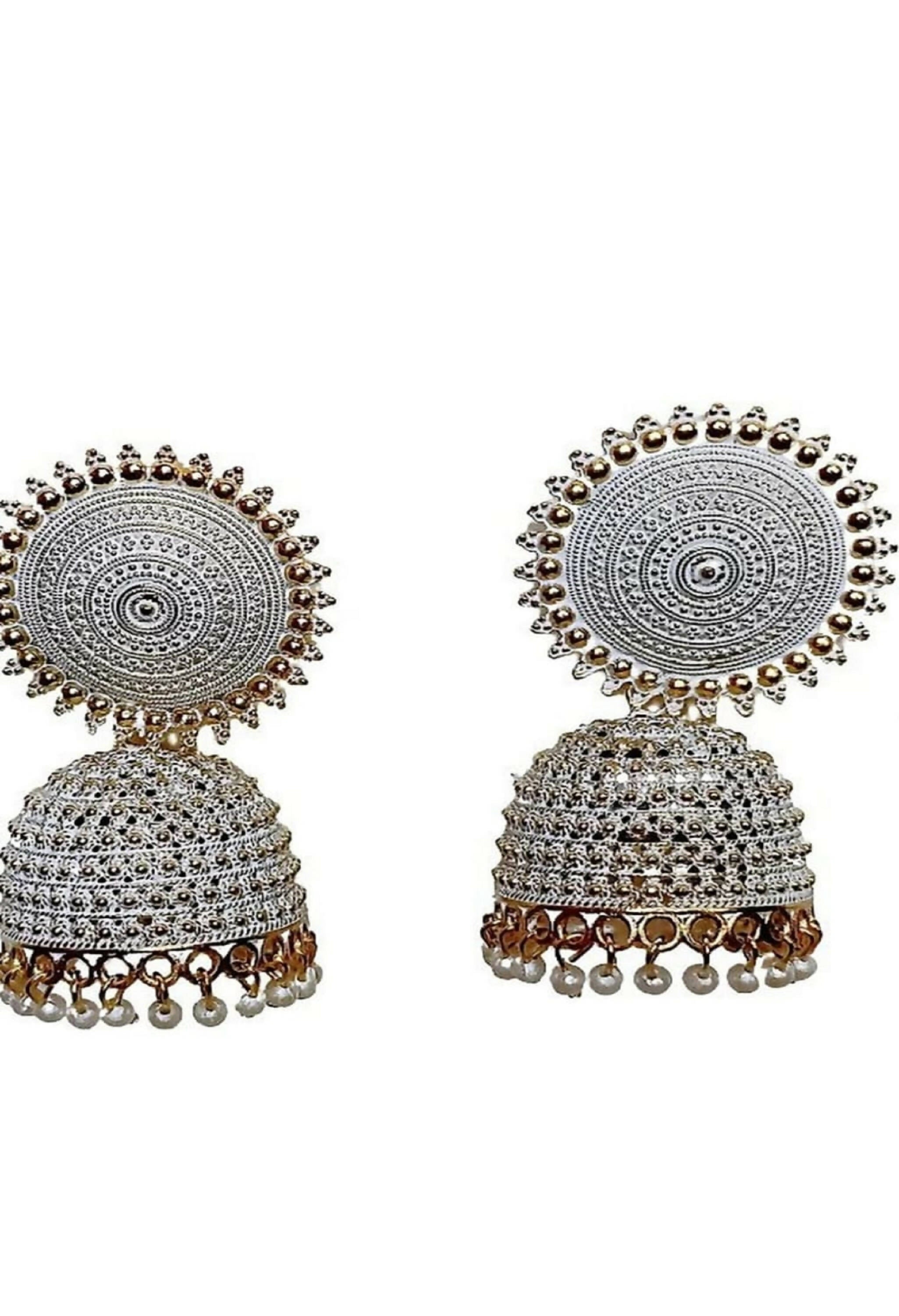 Mominos Fashion Joharkamal Gold-Polished Meenakari Jhumkas For Women & Girls (Grey) | Grab2Buy