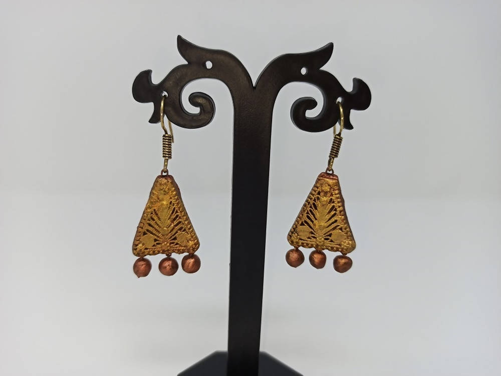 Terracotta Boho Ear Hangings-Copper Gold | Grab2Buy