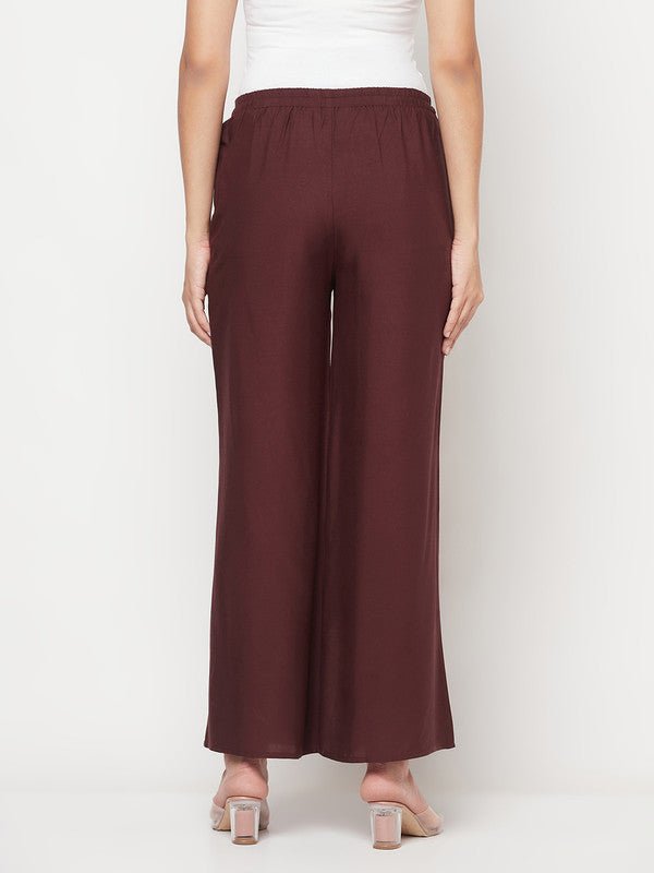 Aniyah Rayon Flared Slip-On Coffee Color Palazzo | Grab2Buy