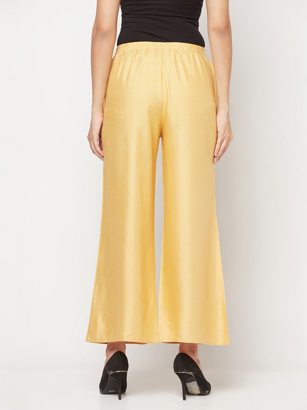 Aniyah Rayon Flared Slip-On Golden-Beige Palazzo | Grab2Buy