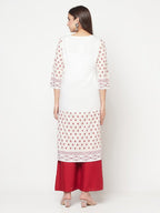 Aniyah Rayon Digital Screen Print White And Red Straight Kurta | Grab2Buy
