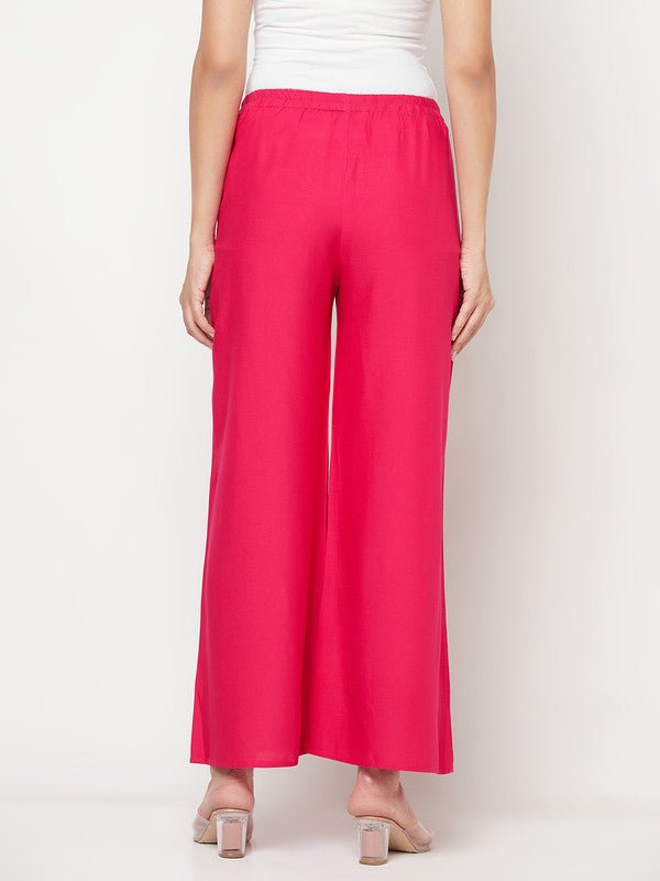 Aniyah Fuchsia Color Rayon Flared Slip-On Palazzo | Grab2Buy