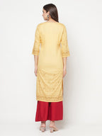 Aniyah Rayon Digital Screen Printed Golden Beige Straight Kurta | Grab2Buy