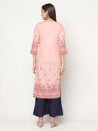 Aniyah Peach Color Rayon Digital Screen Print Straight Kurta | Grab2Buy
