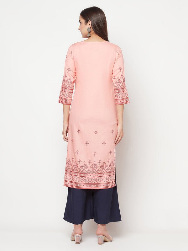 Aniyah Peach Color Rayon Digital Screen Print Straight Kurta | Grab2Buy