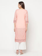 Aniyah Rayon Digital Screen Print Peach Color Straight Kurta | Grab2Buy