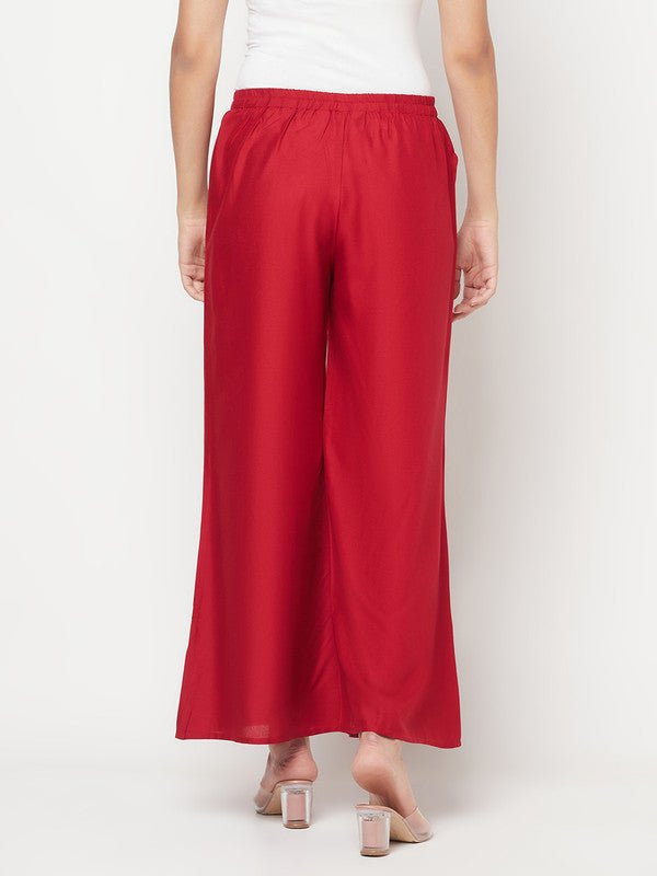 Aniyah Maroon Color Rayon Flared Slip-On Palazzo | Grab2Buy