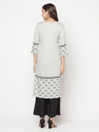 Aniyah Rayon Screen Print Light Grey Straight Kurta | Grab2Buy